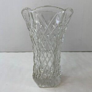 E. O. Brody Clear Crystal Tulip 9" Vase Starburst Vintage